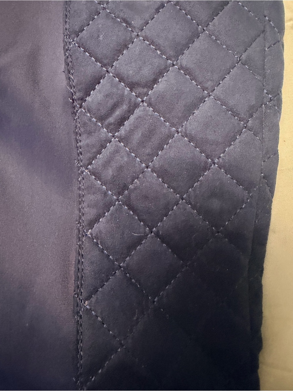 JustFab Quilted Navy Knee-High Heeled Boots - Picture 2 of 7